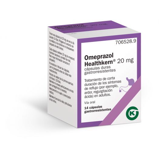 OMEPRAZOL HEALTHKERN 20 mg CÁPSULAS DURAS GASTRORRESISTENTES , 14 cápsulas (Frasco)