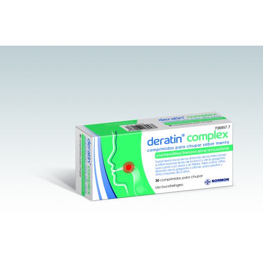 DERATIN COMPLEX COMPRIMIDOS PARA CHUPAR SABOR MENTA , 30 comprimidos (Blister aluminio/PVC)