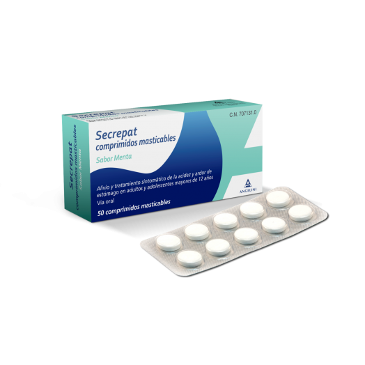 SECREPAT COMPRIMIDOS MASTICABLES SABOR MENTA , 50 comprimidos