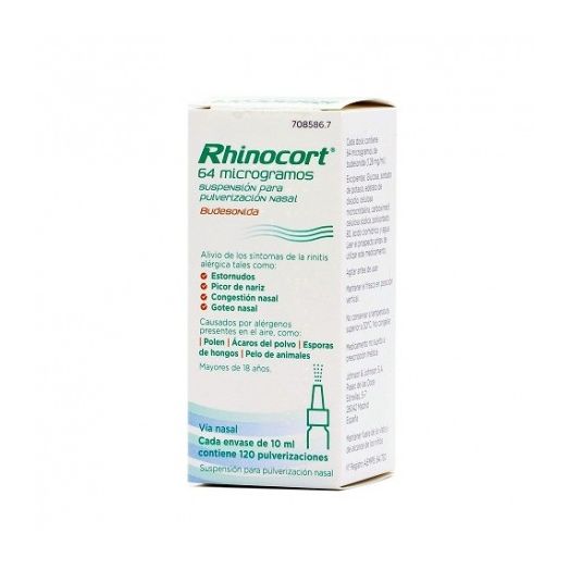 RHINOCORT 64 microgramos SUSPENSION PARA PULVERIZACION NASAL, 1 envase pulverizador de 120 dosis