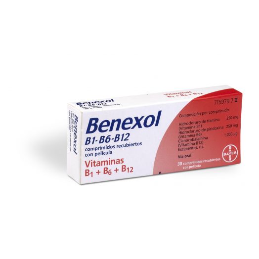 BENEXOL B1-B6-B12 COMPRIMIDOS RECUBIERTOS CON PELICULA, 30 comprimidos