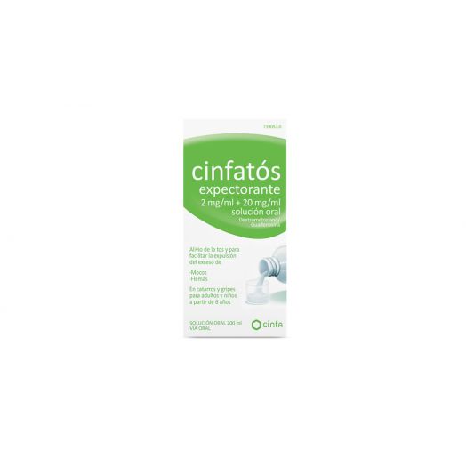 CINFATOS EXPECTORANTE 2 mg/ml + 20 mg/ml SOLUCION ORAL, 1 frasco de 200 ml
