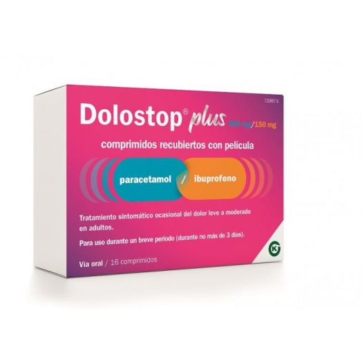 DOLOSTOP PLUS 500 MG/150 MG COMPRIMIDOS RECUBIERTOS CON PELICULA, 16 comprimidos