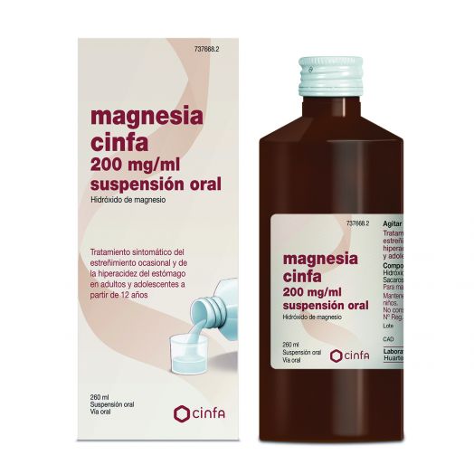 MAGNESIA CINFA 200 mg/ ml SUSPENSION ORAL, 1 frasco de 260 ml