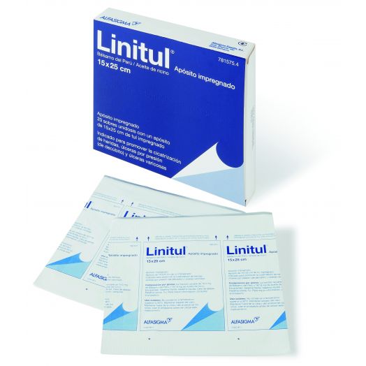LINITUL APOSITO IMPREGNADO, 20 apósitos de 15 x 25 cm
