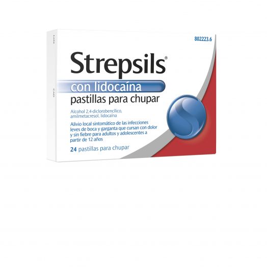 STREPSILS CON LIDOCAINA PASTILLAS PARA CHUPAR , 24 pastillas