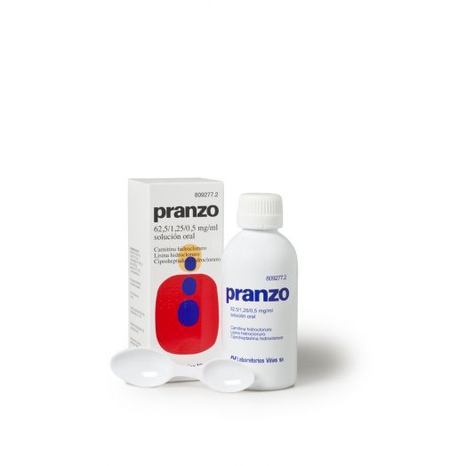 PRANZO 62,5 / 1,25 / 0,5 mg/ml SOLUCION ORAL, 1 frasco de 200 ml