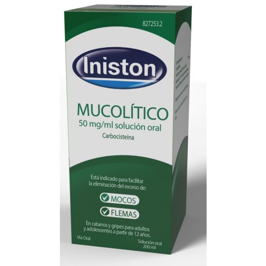 INISTON MUCOLITICO 50 mg/ml SOLUCION ORAL , 1 frasco de 200 ml