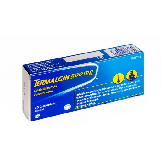 TERMALGIN 500 mg COMPRIMIDOS, 20 comprimidos