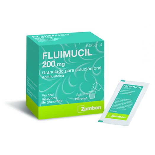 FLUIMUCIL 200 mg GRANULADO PARA SOLUCION ORAL , 30 sobres