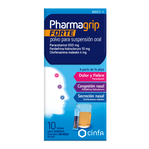 PHARMAGRIP FORTE POLVO PARA SUSPENSION ORAL , 10 sobres