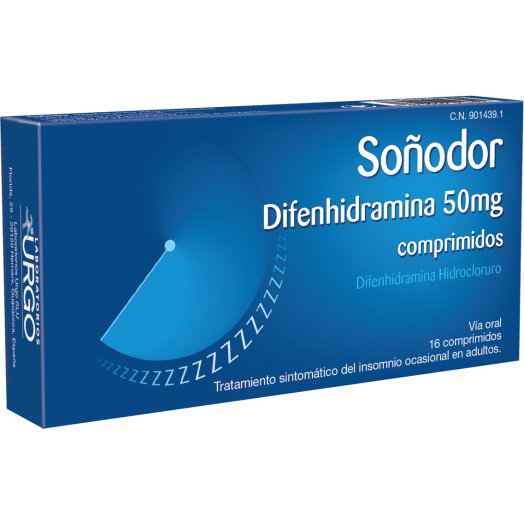 SOÑODOR DIFENHIDRAMINA 50 mg COMPRIMIDOS , 16 comprimidos