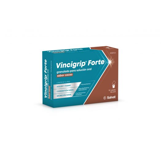 VINCIGRIP FORTE GRANULADO PARA SOLUCION ORAL SABOR CACAO , 10 sobres
