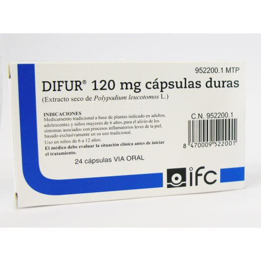 DIFUR 120 mg CAPSULAS DURAS , 24 cápsulas