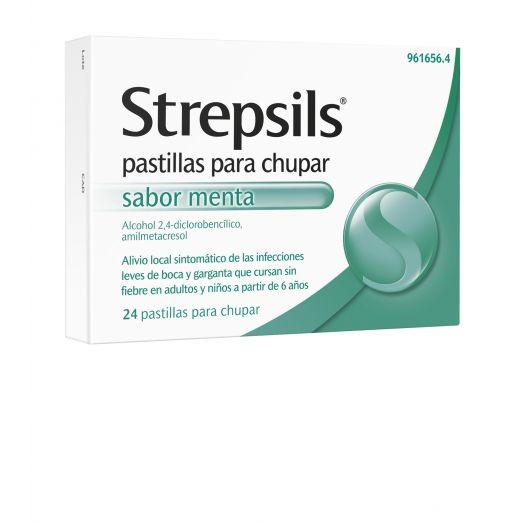 STREPSILS pastillas para chupar sabor menta , 24 pastillas