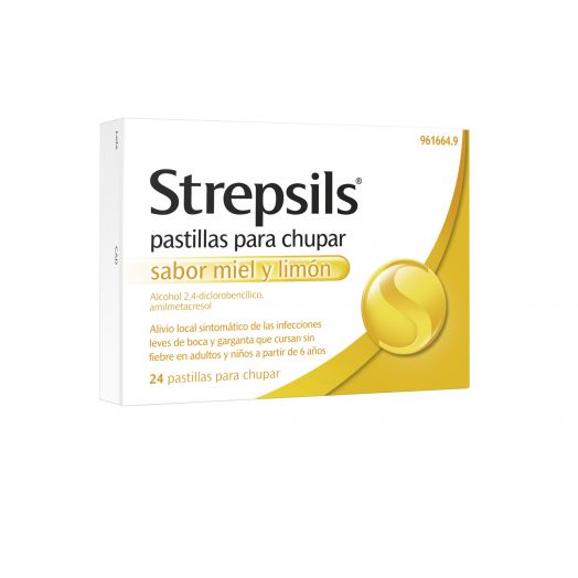 STREPSILS PASTILLAS PARA CHUPAR SABOR MIEL Y LIMON , 24 pastillas