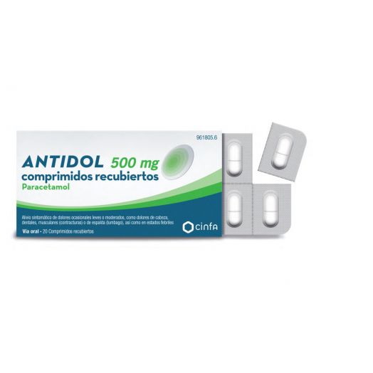 ANTIDOL  500 mg COMPRIMIDOS RECUBIERTOS , 20 comprimidos