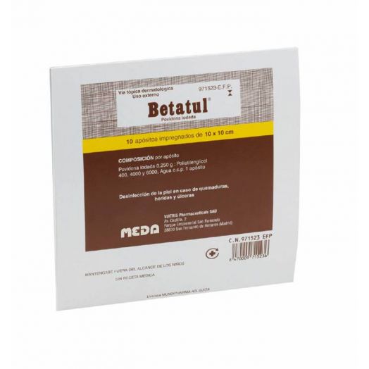 BETATUL 250 MG APÓSITO IMPREGNADO 10 apósitos