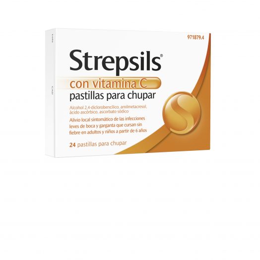 STREPSILS CON VITAMINA C PASTILLAS PARA CHUPAR , 24 pastillas