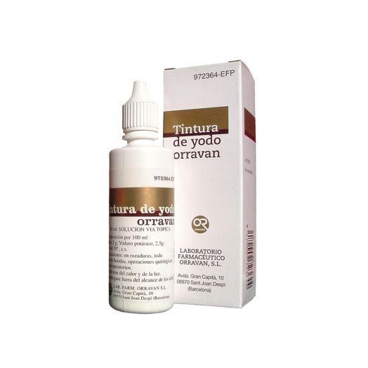 TINTURA DE YODO ORRAVAN 20 MG/ML SOLUCIÓN CUTÁNEA, 1 frasco de 40 ml