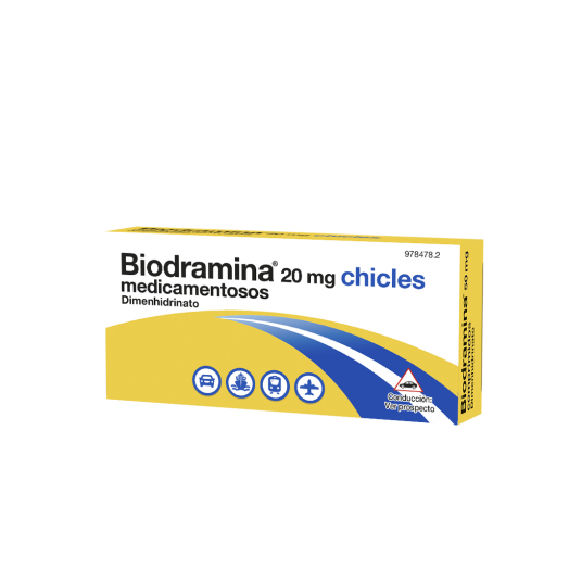 BIODRAMINA 20 mg CHICLES MEDICAMENTOSOS , 6 chicles