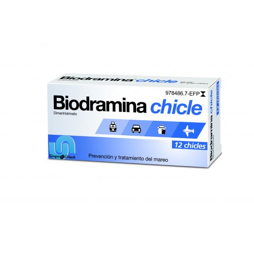 BIODRAMINA 20 mg CHICLES MEDICAMENTOSOS , 12 chicles