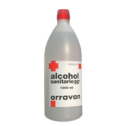 ALCOHOL 96º SANITARIO ORRAVAN SOLUCIÓN CUTÁNEA , 1 frasco de 1.000 ml